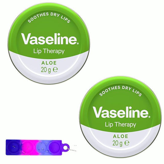 Lip Therapy Aloe Vera Tin 20g - Pack of 2 with OY fidget keyring - Imported from UK-Velvo Beauty