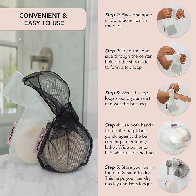 Kitsch Bar Soap Saver Bag - Soap Dish and Soap Holder for Shampoo Bar, Conditioner & Body Wash – Recycled Mesh Beauty Bar Soap Pouch, Eco-Friendly, Patented Bag - Mint-Velvo Beauty