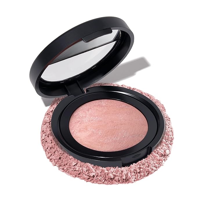 LAURA GELLER NEW YORK Baked Blush-n-Brighten Marbleized Blush for Cheeks - Ethereal Rose - Natural Finish - Buildable Color-Velvo Beauty