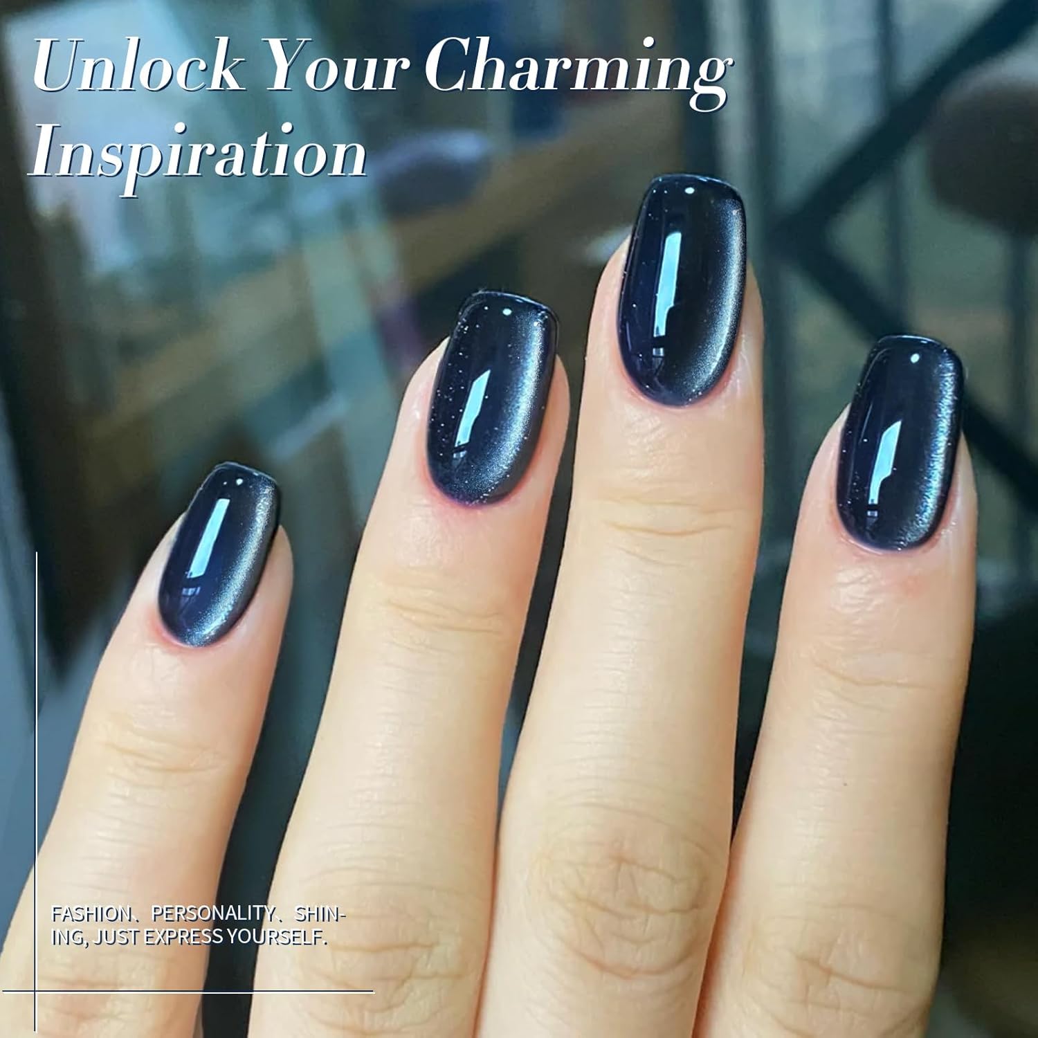 Born Pretty Cat Magnetic Eye Gel Nail Polish,Dark Blue Magnetic Gel Polish Nightscape Cat Magnetic Eye Gel Manicure Nail Art DIY 15ml-Velvo Beauty