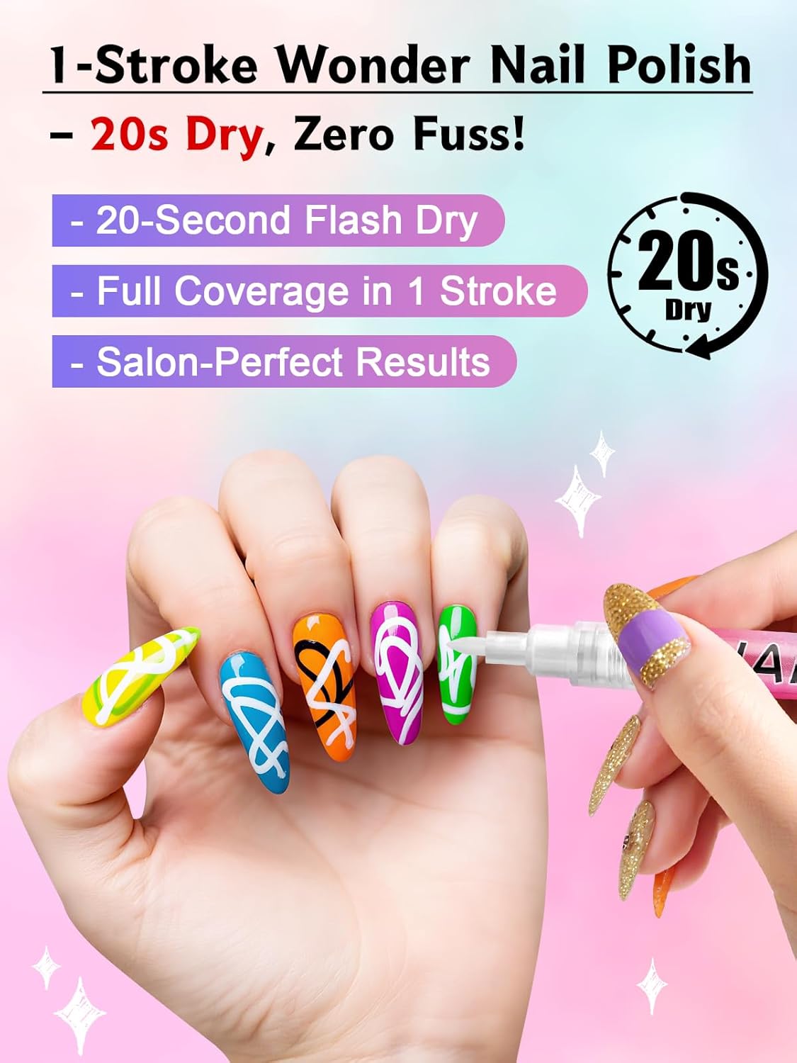 Kalolary 1PCS White Nail Art Pens，0.7mm Nail Polish Pens Quick Dry Long-last Nail Graffiti Dotting Painting Liner Nail Art Markers for DIY Nail Art Design-Velvo Beauty