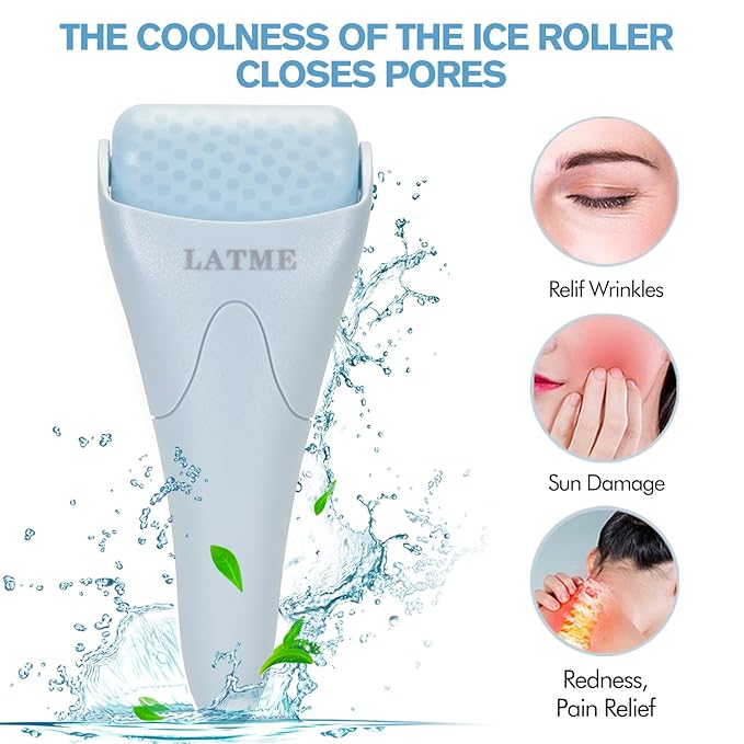 Ice Roller for Face Eyes,Womens Gifts,Face Massager Roller Puffiness Migraine Pain Relief and Minor Injury (Smoggy Blue)-Velvo Beauty