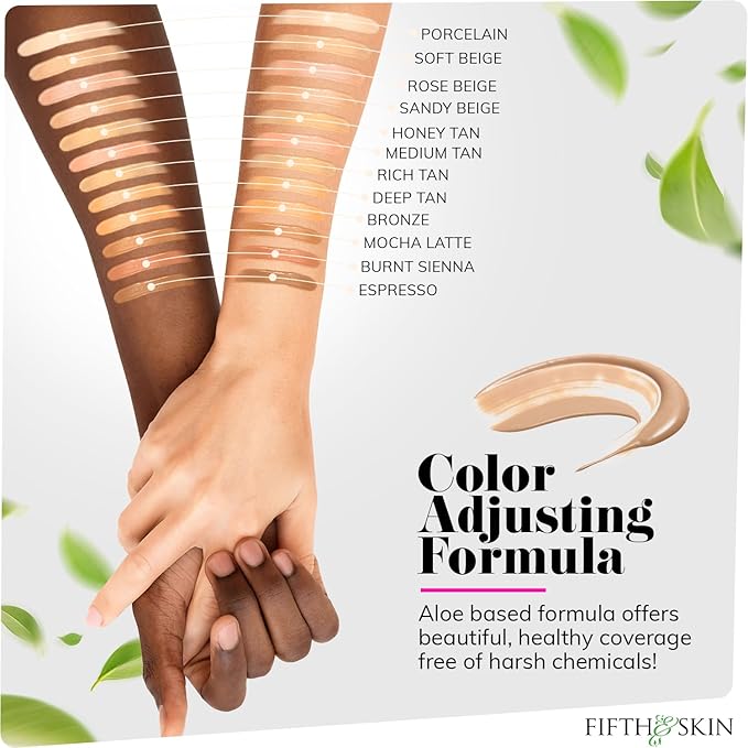 Fifth & Skin: Better’n Ur Skin Liquid Foundation (SANDY BEIGE) - Natural, Organic, Vegan, Cruelty-Free - Gluten-Free Beauty with Buildable Coverage and Palm-Free Luxury - 1 oz-Velvo Beauty