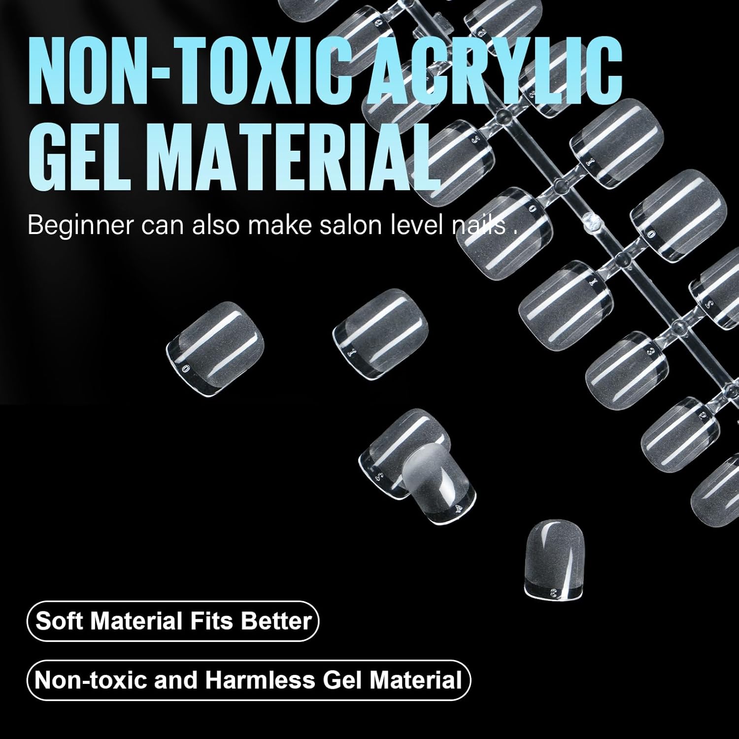 TOMICCA Short Nail Tips Extra Short Square Nail Tips, 192Pcs Fake Nails 12 Sizes Acrylic Clear Nails for Beginner and Professional DIY Gel Nails Salon-Velvo Beauty