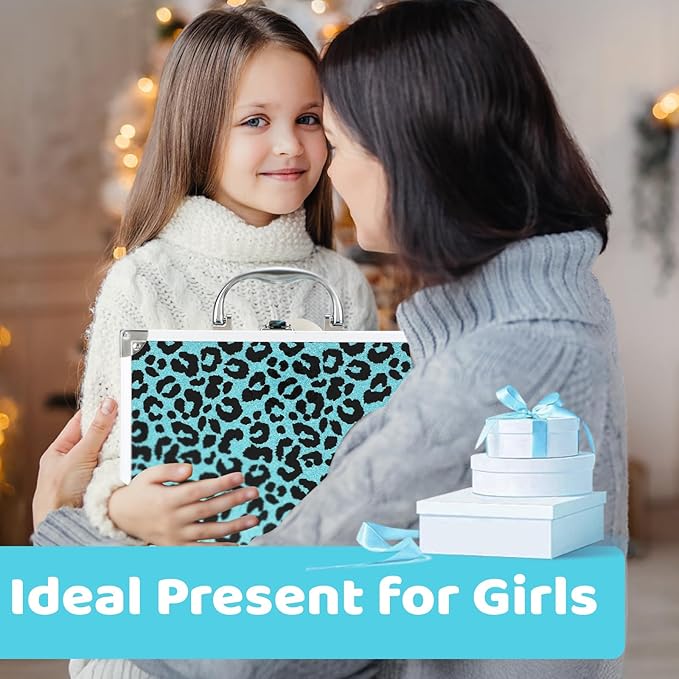 Anpro All-In-One Leopord Double Folding Makeup Carry Case with Pro Teen Makeup Set, Full Starter Kit with Makeup Brushes, Lipsticks, Eyeshadow Palette, Blushes, Glitter Gel, Ideal Present for Girls-Velvo Beauty