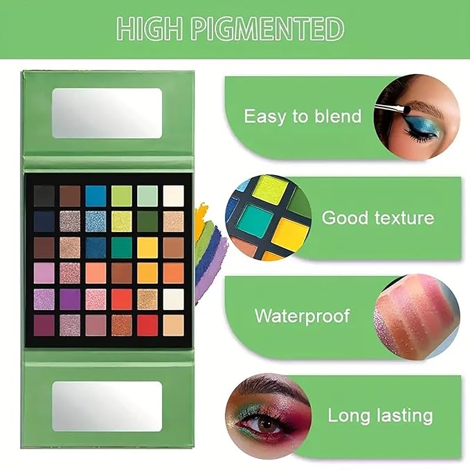 K'APEINE 36 Colors Eyeshadow Palette, Colorful Eyeshadows Palette Neon Shimmer Matte Glitter Eye Shadow High Pigmented Shadow Set Long Lasting Eye Makeup for Women-Velvo Beauty