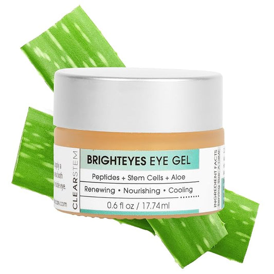 CLEARstem - BRIGHTEYES - Nourishing Anti-Aging Eye Gel - For Puffy Eyes, Crow's Feet, & Dark Circles - Made with Collagen, Stem Cells, Peptides & Aloe Vera - Vegan - Gluten Free - Men & Women - 0.6 oz-Velvo Beauty