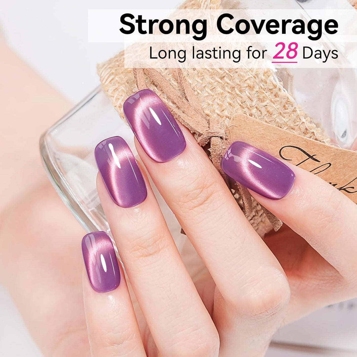 Purple Cat Eye Gel Nail Polish - Glass CatEye Polish Holographic Mooncat Gel Polish with Magnet Stick Long-Lasting UV/LED Soak Off Home DIY Manicure-Velvo Beauty