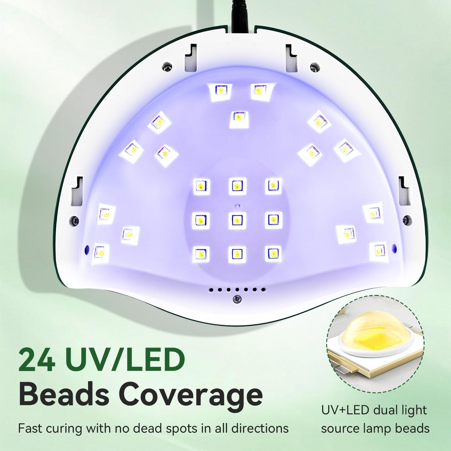 JODSONE U V Nail Lamp LED Gel Nail Dryer Gel Nail Lamp with Auto Sensor and 4 Timers Home Salon Use Nail Tools Green-Velvo Beauty