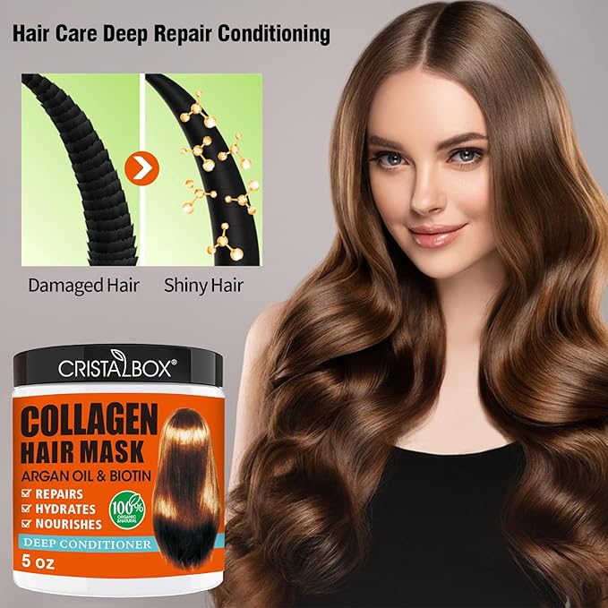 2 Pack Collagen Hair Mask & Keratin Hair Mask,Keratin Hair Treatment,Hydrating Argan Oil Hair Repair Treatment Deep Conditioner Hair Mask for Dry Hair,Collagen with Biotin Hair Treatment Mask-Velvo Beauty