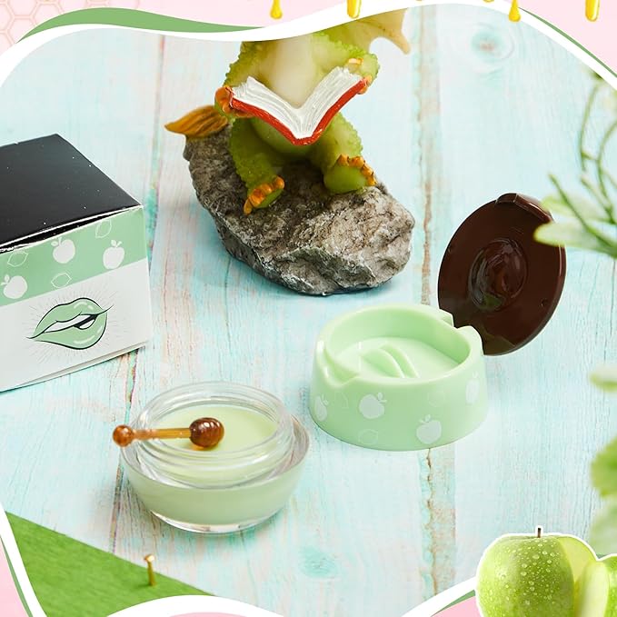 12 Pcs Bee Lip Balm Honey Pot with Brush Propolis Lip Mask Overnight, Moisturizing Hydrating Lip Sleeping Mask Prevention Dry and Cracked(Honey+Strawberry+Apple Lime)-Velvo Beauty