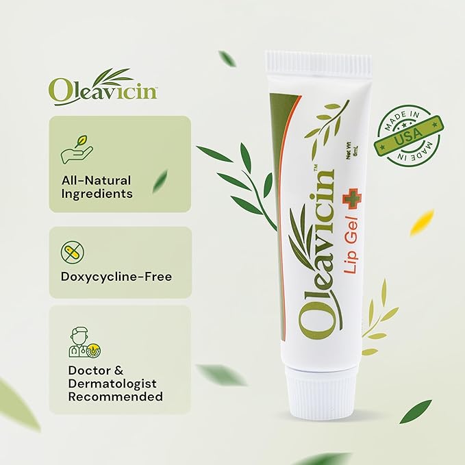 Lip Gel – Natural Cold Sore & Fever Blister Treatment with Organic Olive Leaf – Fast-Acting Relief – 1.3oz (3.8) - 3 Pack-Velvo Beauty