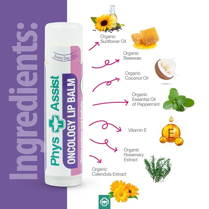 Oncology Lip Balm USDA Organic, Hydrate Dry, Parched Lips. Moisturizing -3 Pack-Velvo Beauty