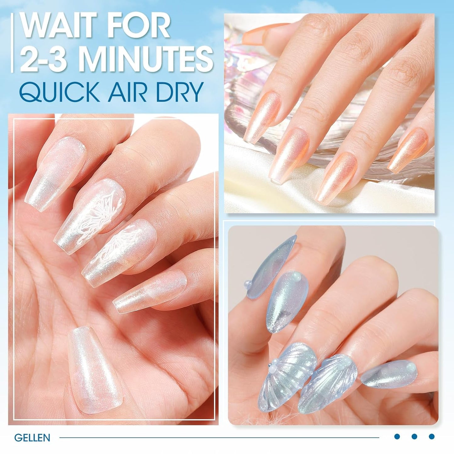 GELLEN Shimmer Pastel Nail Polish, Buildable Sheer Natural Regular Nail Polish Quick Dry Translucent 6 Colors Set for Acrylic Natural Nails Home Salon, Non Gel, Chip Resistant, Hema Free, Non-toxic-Velvo Beauty