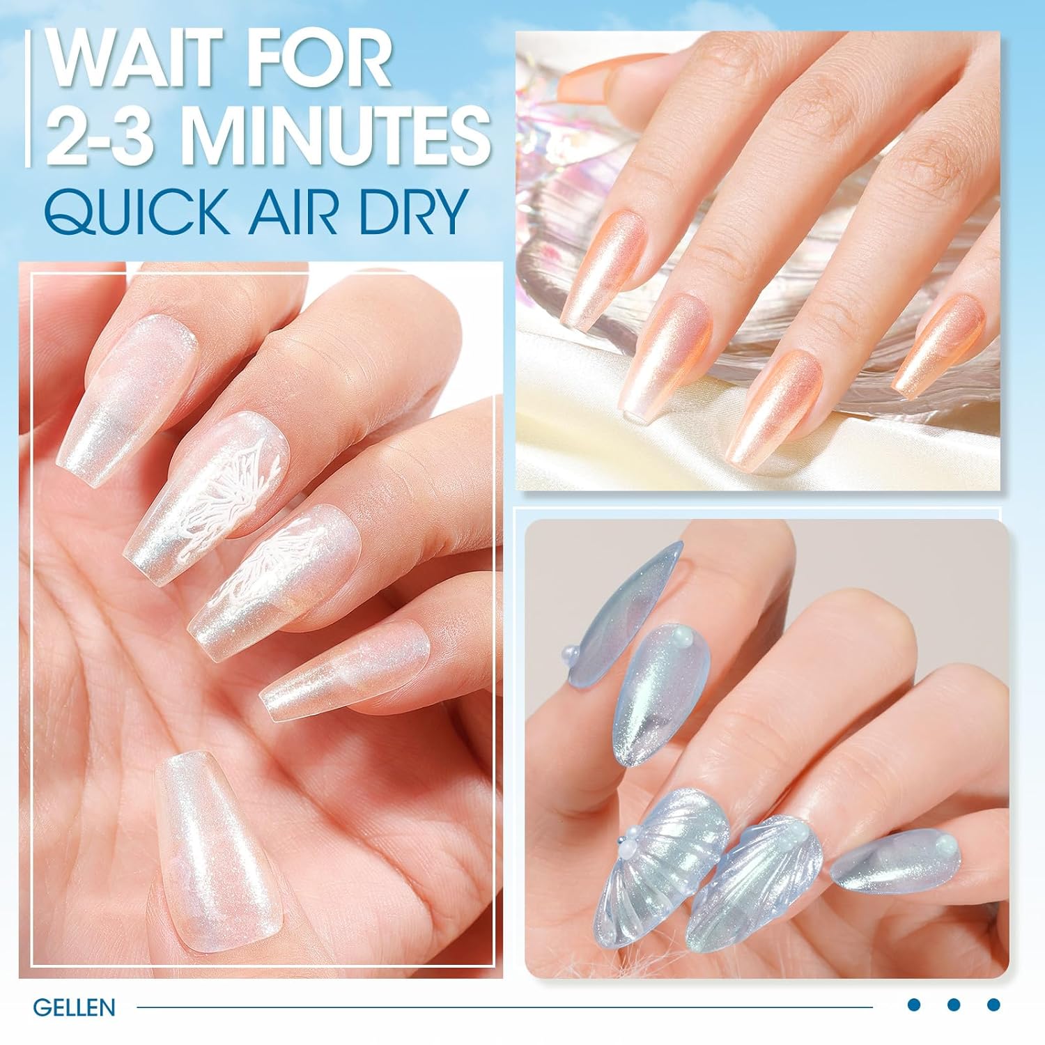 GELLEN Shimmer Pastel Nail Polish, Buildable Sheer Natural Regular Nail Polish Quick Dry Translucent 6 Colors Set for Acrylic Natural Nails Home Salon, Non Gel, Chip Resistant, Hema Free, Non-toxic-Velvo Beauty