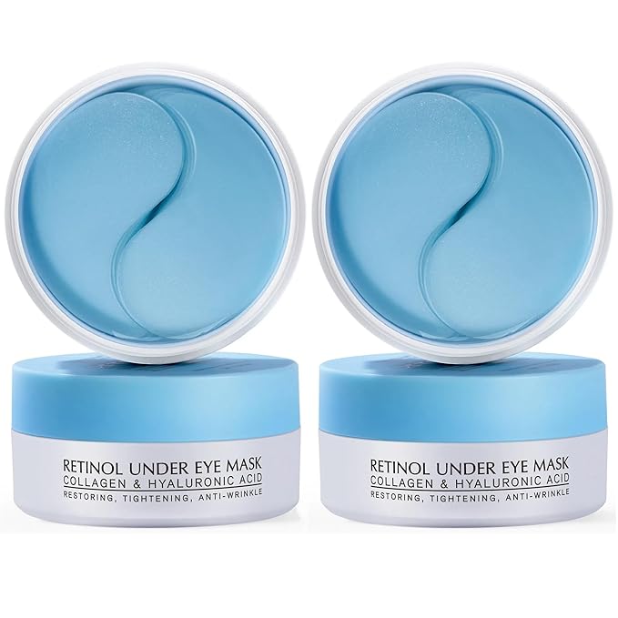 Enaskin Naturals Under Eye Patches for Dark Circles: 60 Pairs Retinol Collagen Eye Gels Mask - Reduce Wrinkles Puffy & Bags - Skin Treatment Pads - Anti Aging Moisturizer For Women (Blue 2 Pack)-Velvo Beauty