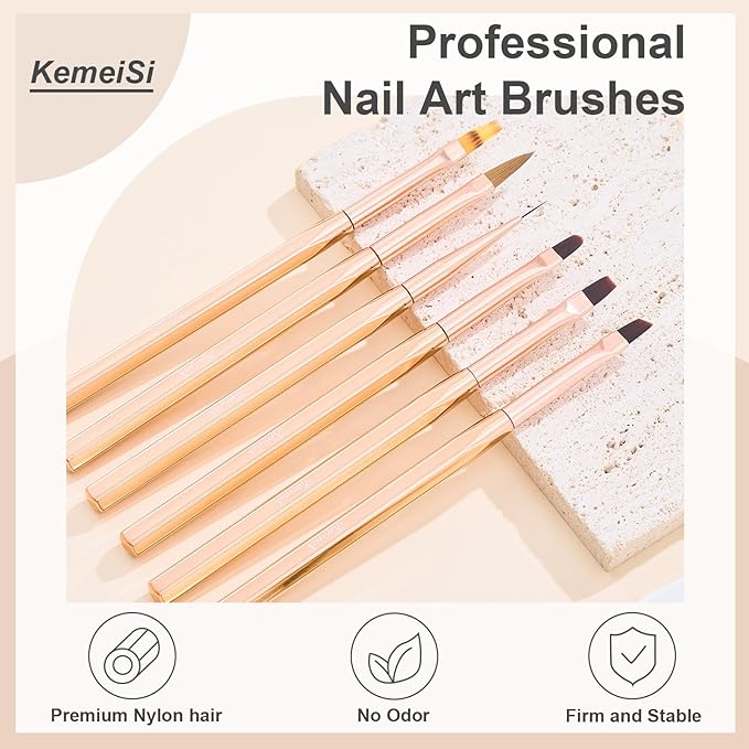 6Pcs Nail Art Brush Set - Nail Design Tool Including Nail Liner Brush, Ombre Brush, Nail Gel Polish Painting Brush Drawing Pen for Home Use and Professional Nail Salon-Velvo Beauty