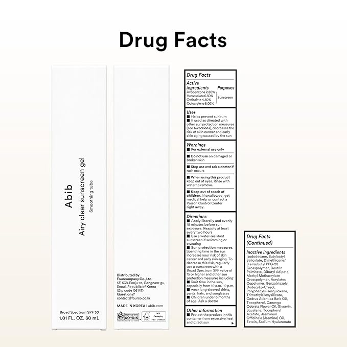 Abib Airy Clear Sunscreen Gel SPF30 1.01 fl.oz / 30 g (Semi- matte) | Korean Suncreen, Suncare, Sunblock, No White cast, Reef Safe, Primer poreless-Velvo Beauty