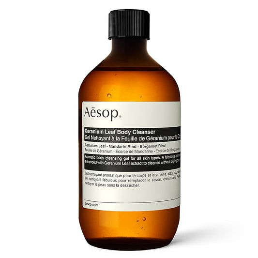 Aesop Geranium Leaf Body Cleanser - Invigorating Gentle Cleansing Gel - Green, Citrus, Fresh - 16.9 fl oz-Velvo Beauty