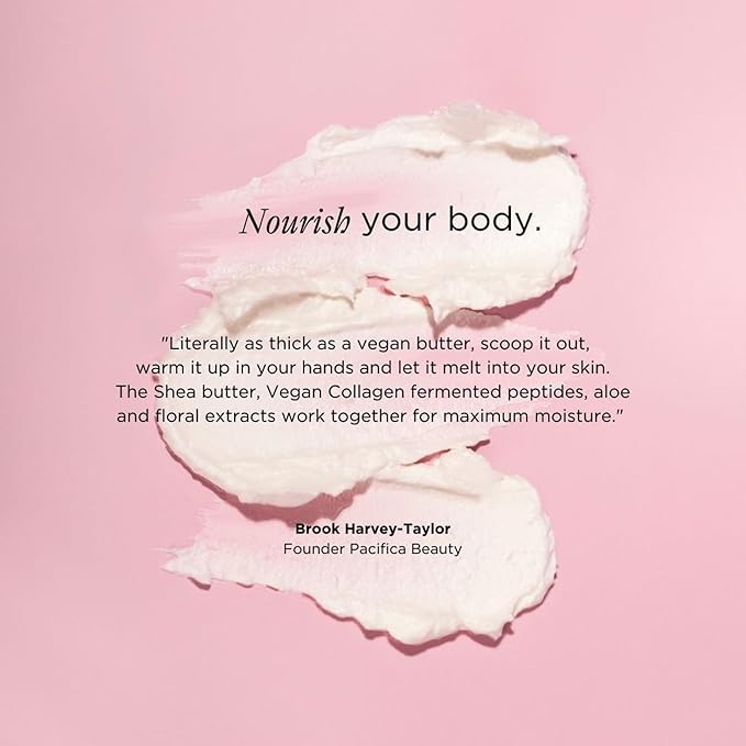 Pacifica Beauty | Vegan Collagen Body Butter | Hydrating, Nourishing, Moisturizer | Long-Lasting Hydration | Cream Lotion for Dry Skin | Light Floral Scent | Paraben Free | Vegan + Cruelty Free-Velvo Beauty