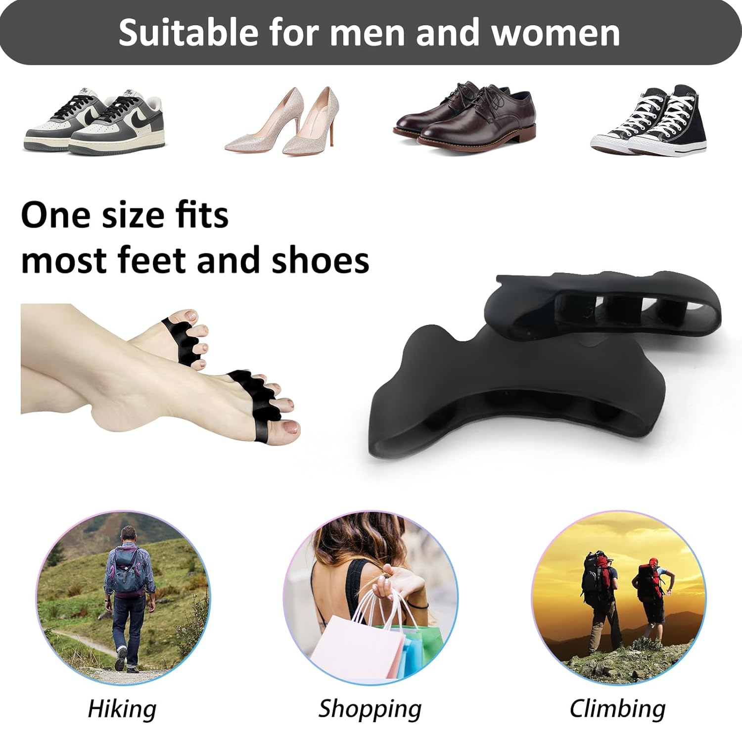SUNFATT Toe Spacers for Men ang Women,Toe Separators for Women,Relieves Overlapping Toes,Bunions Corrector and Hammer Toe Pain,Gel Toe Spreader Separates and Relaxes Toes.2 Pcs-Velvo Beauty
