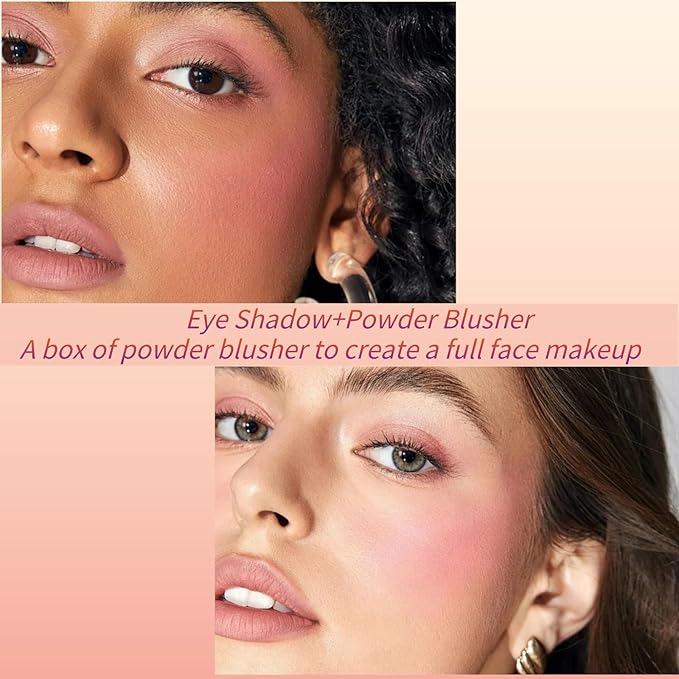 Baked Blush Powder, Natural Glow Blush Palette for Cheeks, Contour Brighten Highlight Face for a Shimmery or Matte Finish, Lightweight Blendable, Long Lasting Face Makeup #01-Velvo Beauty