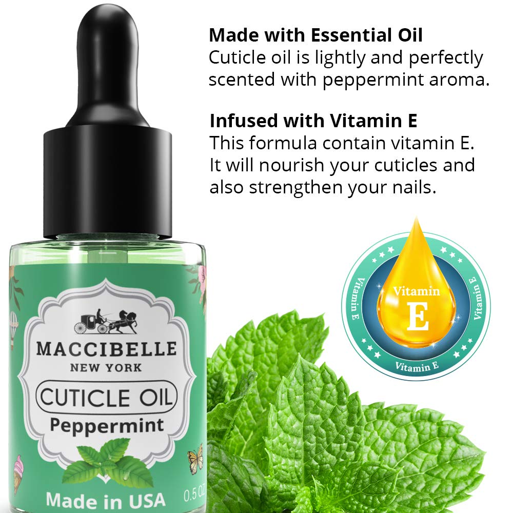 Maccibelle Cuticle Oil 0.5 oz - Heals Dry Cracked Cuticles (Peppermint, 0.5 Fl Oz)-Velvo Beauty