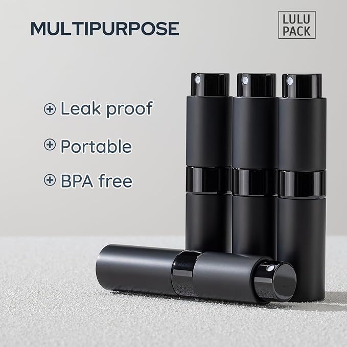 Travel Perfume Bottle Refillable - Cologne Spray Atomizer Mini - Small Travel Size Sprayer Empty for Refill Sample Container - Portable Fragrance Decant Dispenser for Men Women 8ml 4PCS Black-Velvo Beauty