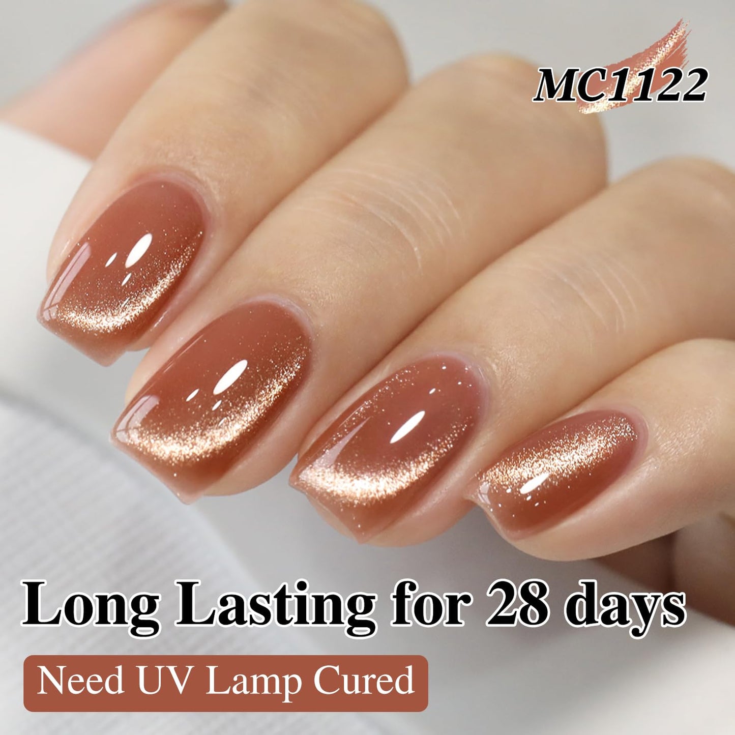 Double Rhythm 15ML Ice Glass Cat Eye Gel Polish with Magnet Holographic Glitter Shimmer Translucent Sheer Color Salon Soak Off Magnetic Nail at Home (Pink Gold-MC1122)-Velvo Beauty