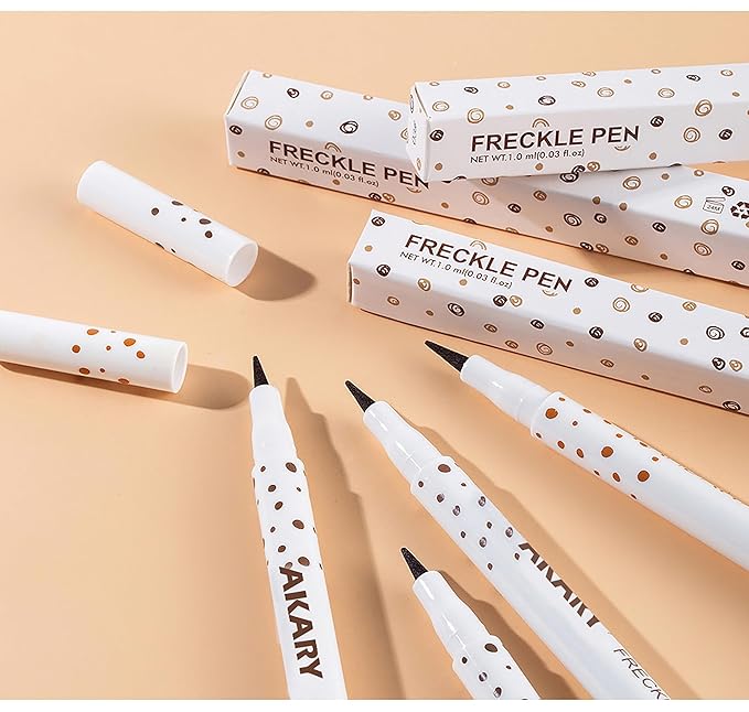 AKARY Freckle Pen Professional Lifelike Face Concealer Point Out Natural Waterproof Longlasting Soft Artificial Freckles Fine Makeup Freckle Pen Life Face Decoration (#03 Chestnut)-Velvo Beauty
