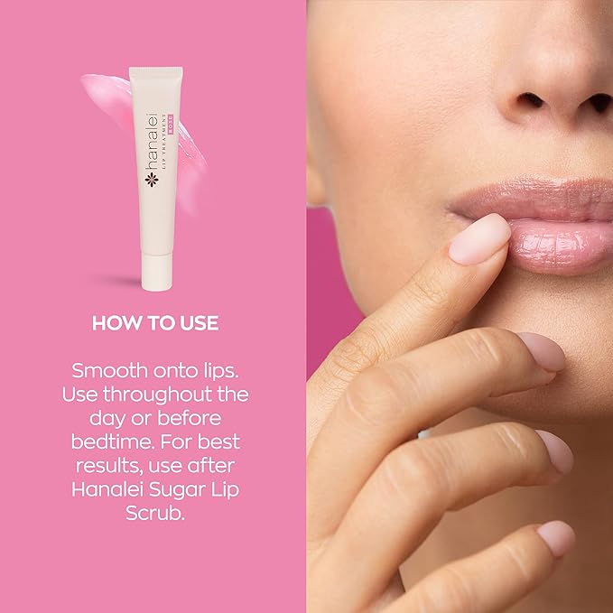 Hanalei Lip Treatment for Dry, Chapped Lips – Intensive Overnight Moisturizer with Kukui Oil, Shea Butter & Grapeseed Oil – Hydrating Balm for Healing Cracks – Rose Pink Tint, 15g – Cruelty-Free-Velvo Beauty