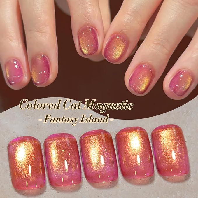 Born Pretty Cat Magnetic Eye Gel Nail Polish Spring Summer Neon Shimmer Glitter Holographic Aurora Rainbow Cat Magnetic Gel Polish Nail Art Manicure DIY at Home 6PCS-Velvo Beauty