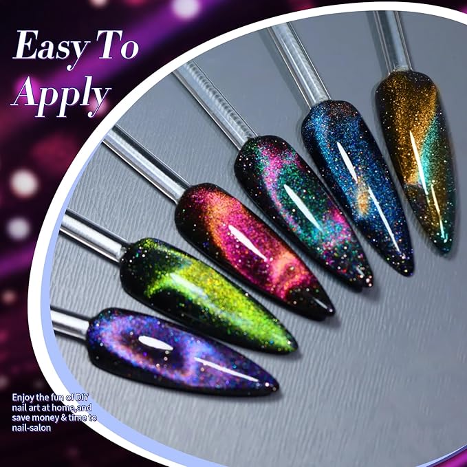 Born Pretty Cat Magnetic Gel Nail Polish 9D Polaris Holorgraphic Cat Magnetic Eye Gel Polish Glitter Gel Polish Set 6PCS-Velvo Beauty