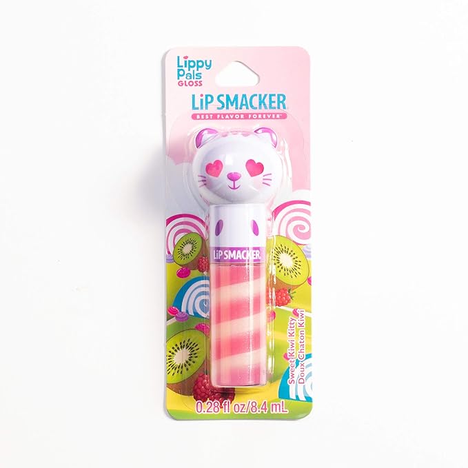 Lip Smacker Lippy Pals Kitty Kitten, Flavored Moisturizing & Smoothing Soft Shine Lip Balm, Hydrating & Protecting Fun Tasty Glossy Finish, Cruelty-Free & Vegan - Sweet Kiwi Kitten-Velvo Beauty