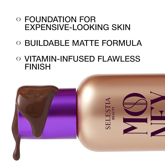 Matte Foundation Money - Long-Lasting Makeup Foundation with Flawless & Buildable Coverage - Liquid Foundation for All Skin Types (Truffle)-Velvo Beauty