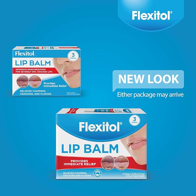 Flexitol Lip Balm, 0.35 Ounce Tube, Cream White, 3 Count (Pack of 1)-Velvo Beauty