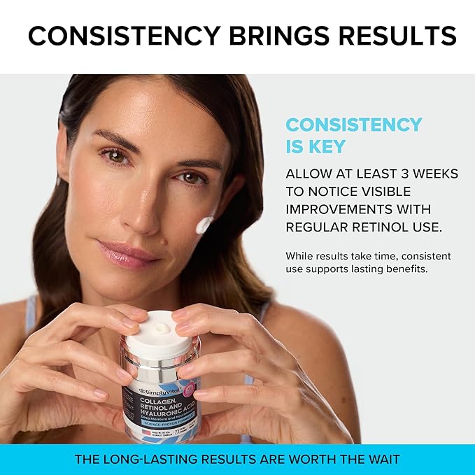 SimplyVital Collagen, Retinol & Hyaluronic Acid Cream - Anti-Aging Retinol Cream for Face, Neck & Décolleté - Made in USA - Daily Moisturizer Face Cream - 3.38 fl oz-Velvo Beauty
