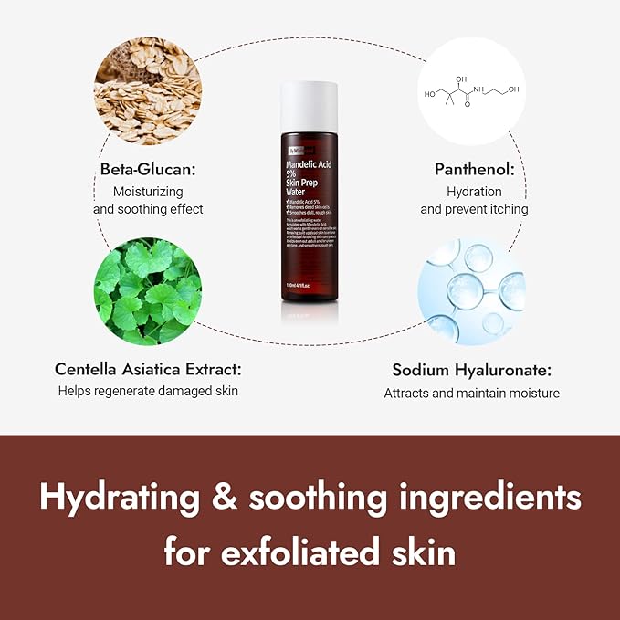 BY WISHTREND Mandelic Acid 5% Skin prep Water, Gentle Skin Renewal, Korean Exfoliator, Aha Bha Toner, for Sensitive Skin, Helping clogged pores, Glow up (4.1 Fl Oz (Pack of 1))-Velvo Beauty
