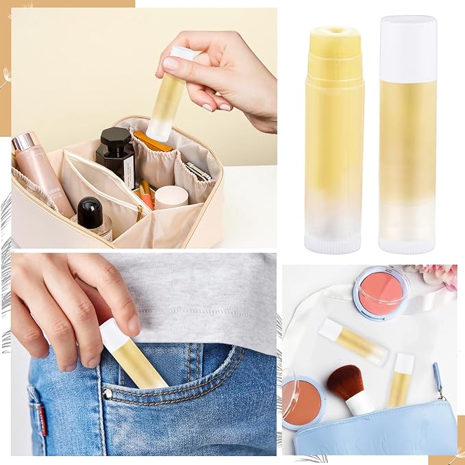 100 Pcs 5.5ml Bulk Empty Lip Balm Tubes Refillable Plastic Lip Gloss Container Travel Lipstick Tubes Chapstick Tubes Holder For DIY Homemade Lip Balm (clear)-Velvo Beauty