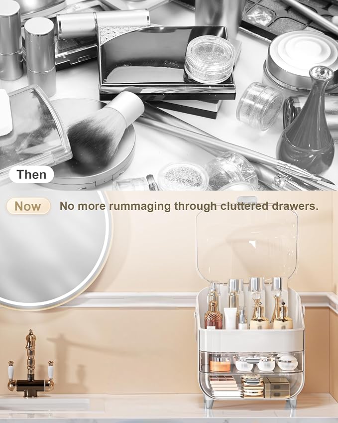 Makeup Organizer, Skincare Holder Bathroom Counter Organizer, Storage Box Cosmetic Display Cases, Teen Girl Gifts Trendy Stuff Make up Organizers for Vanity, Dresser, Countertop (Silver)-Velvo Beauty