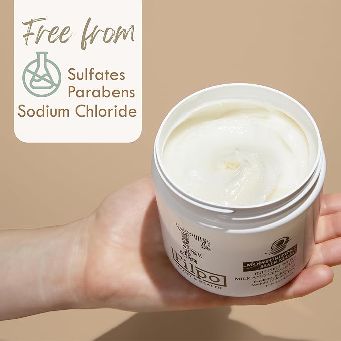 FILPO Coconut Milk Hair Mask - Deep Conditioning with Coconut Oil and Argan Oil for Dry, Damaged, Curly Hair Growth & Sulfate Free Hair Care-Velvo Beauty