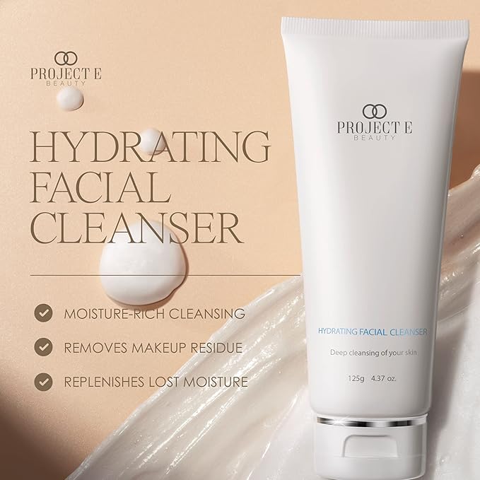 Project E Beauty Hydrating Facial Cleanser Gentle Cleansing | Removes Dirt, Oil & Makeup | Moisturizes & Hydrates | Brightens Complexion | Non-Foaming Formula | For All Skin Types | 125g-Velvo Beauty