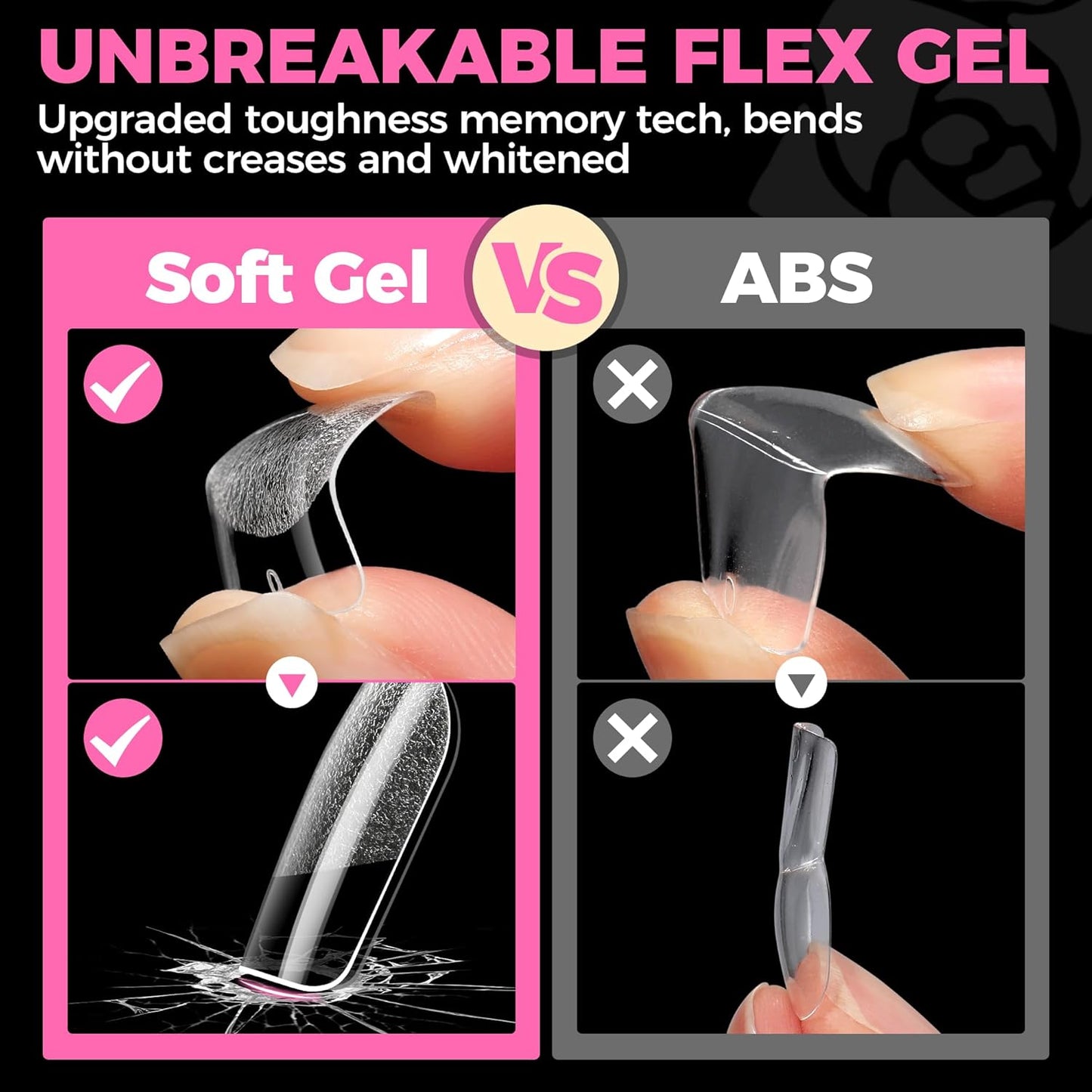 UNA GELLA Extra Short Nail Tips: 504pcs Square Fake Nails Pre-shape XS Short Square Press on Nails Gel Tips Full Cover Acrylic Nails False Nails for DIY Salon 12 Sizes-Velvo Beauty