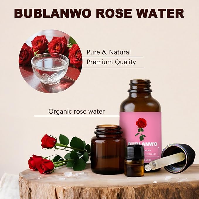 Organic Rose Water Toner Spray for Face, Skin Care, Soaps, Skin Hydration, Bath Facial Mist Toner 118 ml-Velvo Beauty