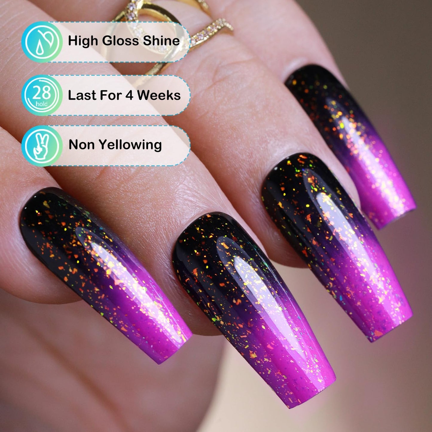 Double Rhythm 15ML No Wipe Gel Top Coat Base Coat Iridescent Glitter Shimmer 2 in 1 Nail Polish Soak Off Manicure DIY Home Salon (AURORA TOP COAT 6)-Velvo Beauty