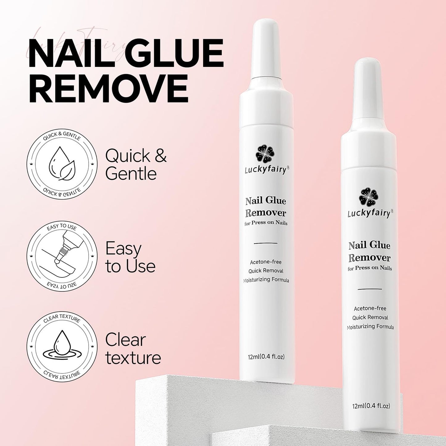 Nail Glue Remover for Press on Nails: Quick Removal Acrylic Nails Semi Solid Nail Glue Acetone-Free, Not for Gel Polish Base Coat Easy Removal Fake Nails, 2Pcs*12ml-Velvo Beauty