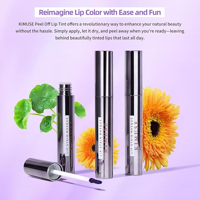 KIMUSE Lip Stain Masque: Peel Off Lip Stain Long Lasting Waterproof 12HR Transfer Proof & Hydrating Tint, Instant Lip Color With Natural Matte Effects, Vegan & Easy To Use-Velvo Beauty