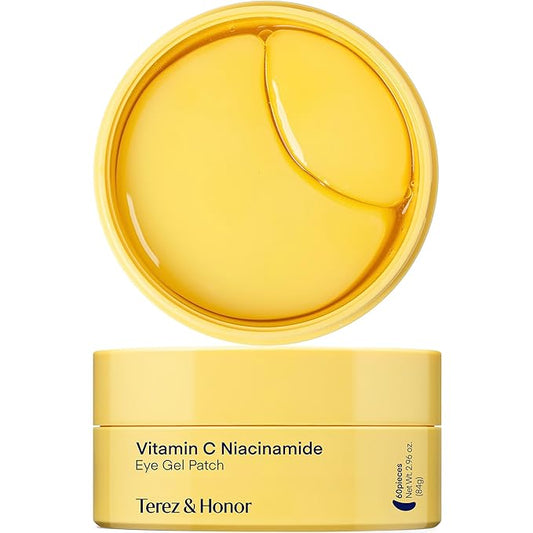 TEREZ & HONOR Vitamin C Eye Patches - 60 Pcs Korean Brightening & Hydrating Under Eye Masks with Tranexamic Acid, Caffeine, Hyaluronic Acid - Dark Circles, Puffiness & Wrinkles Hydrogel Treatment-Velvo Beauty