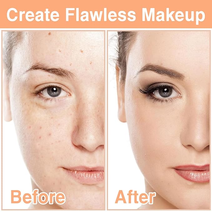 2Pcs Mushroom Head Air Cushion CC Cream, Long Lasting Oil Control BB Cream for All Skin Types, Moisturizing Foundation Face Makeup Set with Foundation Brush （#Natural）-Velvo Beauty