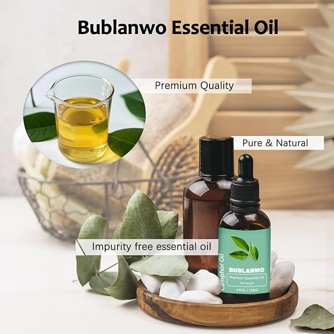 Organic Camphor Essential Oil for Damaged Hair Water Toner Spray for Face Skin Care Soaps Skin Hydration Bath Facial Mist Toner 118 ml-Velvo Beauty